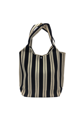 Black And White Striped Knitted Shoulder HandBag For Women Tote Bag Shopping Bag