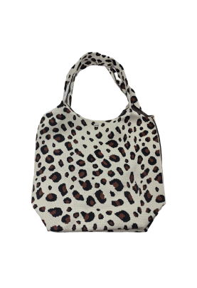 White Leopard Print Knitted Shoulder HandBag For Women Tote Bag Shopping Bag