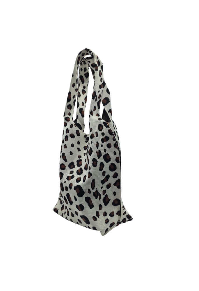 White Leopard Print Knitted Shoulder HandBag For Women Tote Bag Shopping Bag