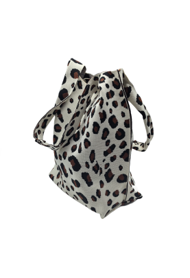 White Leopard Print Knitted Shoulder HandBag For Women Tote Bag Shopping Bag