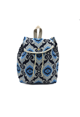 Blue Bohemian Knit Backpack For Women Casual Shoulder Bag