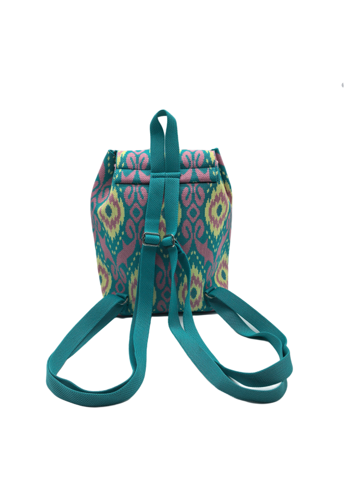 Green Bohemian Knit Backpack For Women Casual Shoulder Bag