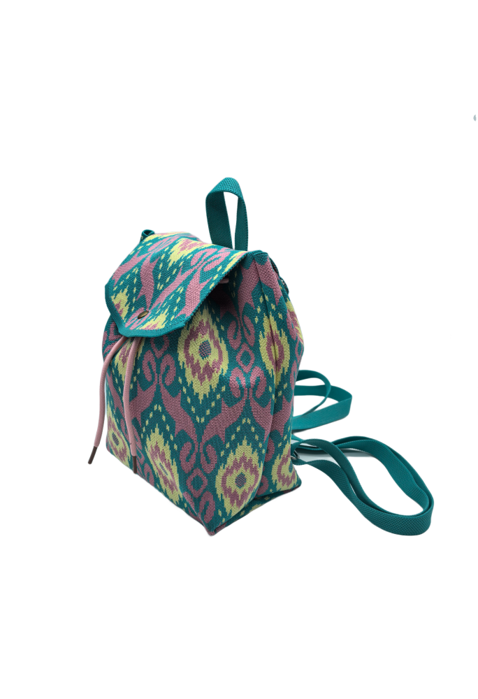 Green Bohemian Knit Backpack For Women Casual Shoulder Bag