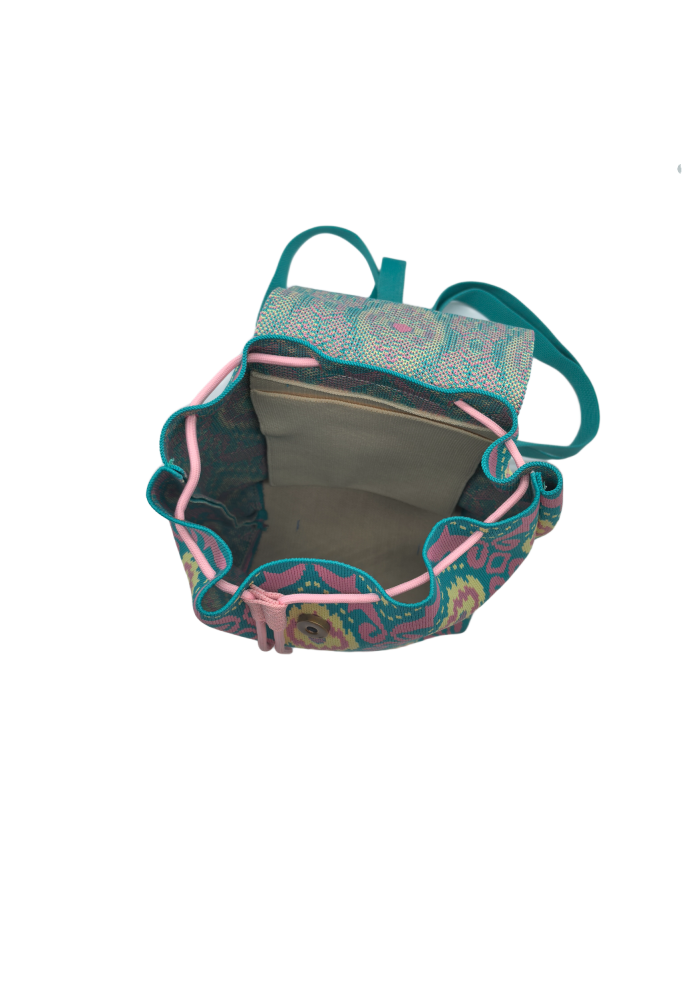 Green Bohemian Knit Backpack For Women Casual Shoulder Bag