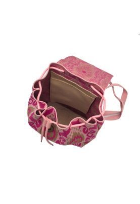 Pink Bohemian Knit Backpack For Women Casual Shoulder Bag