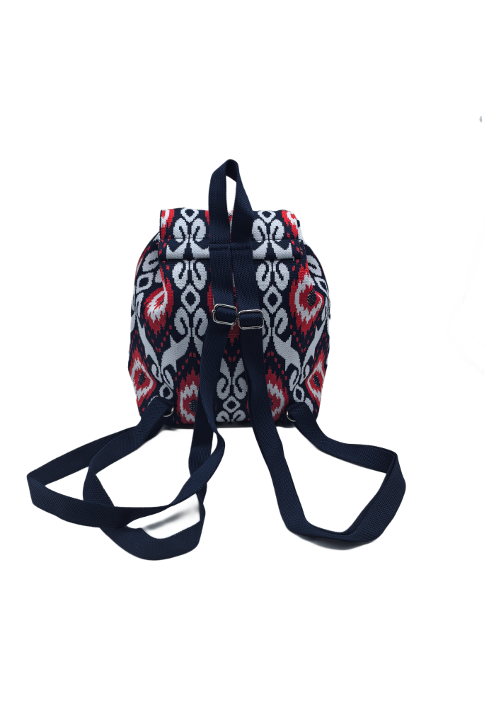 Red Bohemian Knit Backpack For Women Casual Shoulder Bag
