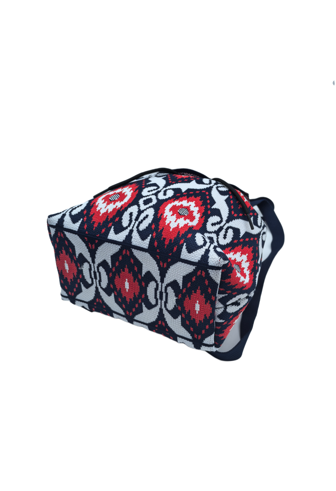 Red Bohemian Knit Backpack For Women Casual Shoulder Bag