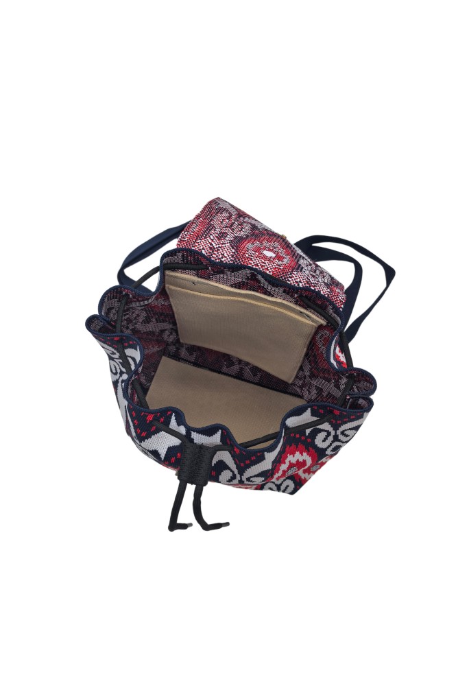 Red Bohemian Knit Backpack For Women Casual Shoulder Bag