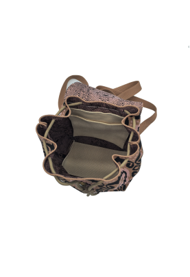 Brown Bohemian Knit Backpack For Women Casual Shoulder Bag