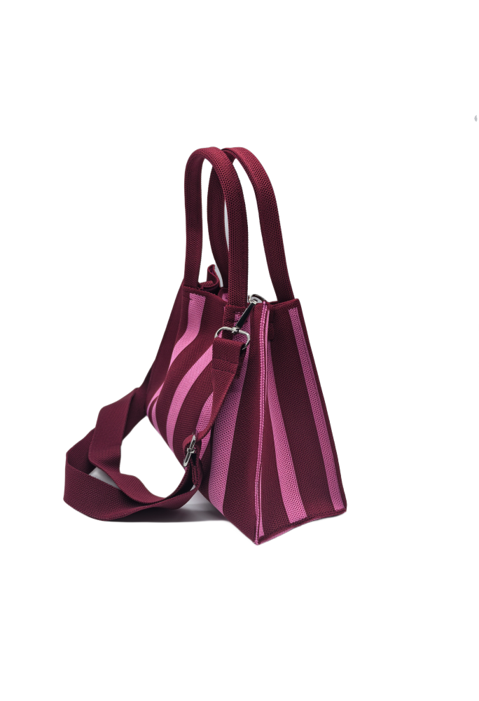 Pink Striped Knitted Shoulder HandBag For Women  Tote Bag Shopping Bag(Large)