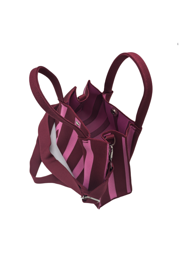 Pink Striped Knitted Shoulder HandBag For Women  Tote Bag Shopping Bag(Large)