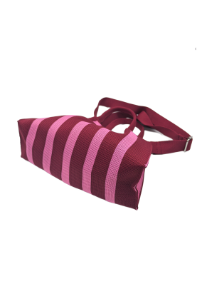 Pink Striped Knitted Shoulder HandBag For Women  Tote Bag Shopping Bag(Large)