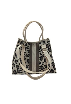 White Leopard Print Knitted Shoulder HandBag For Women Large  Tote Bag Shopping Bag