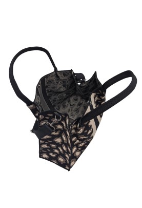 Black Leopard Print Knitted Shoulder HandBag For Women Large Tote Bag Shopping Bag