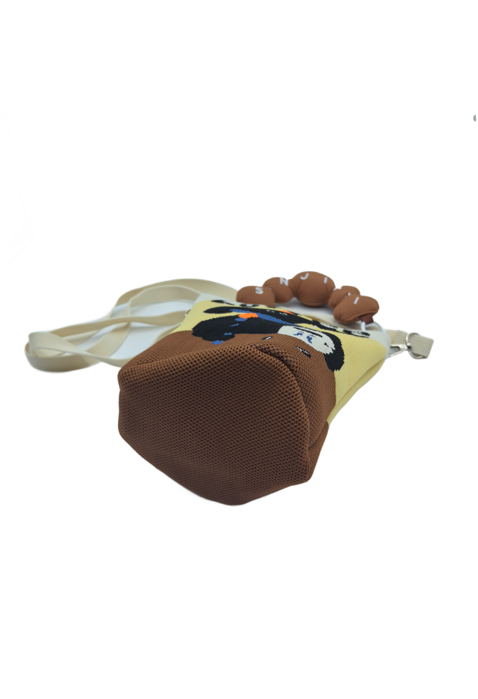 Coffee Time Knit Crossbody Phone Bag For Women Casual Fashion Small Shoulder Purse