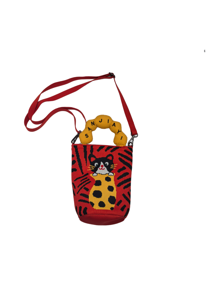 Cute Cat Knit Crossbody Phone Bag For Women Casual Fashion Small Shoulder Purse