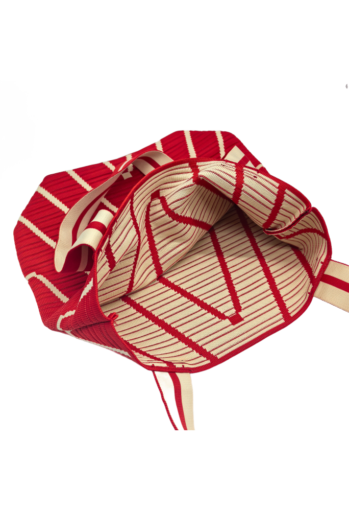 Red Knitted Shoulder HandBag For Women Large Tote Bag Shopping Bag