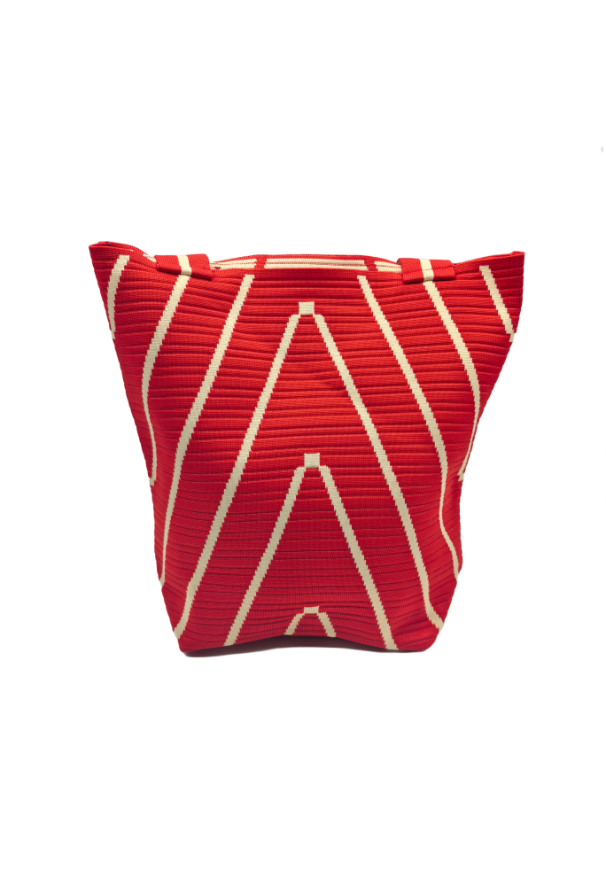 Red Knitted Shoulder HandBag For Women Large Tote Bag Shopping Bag