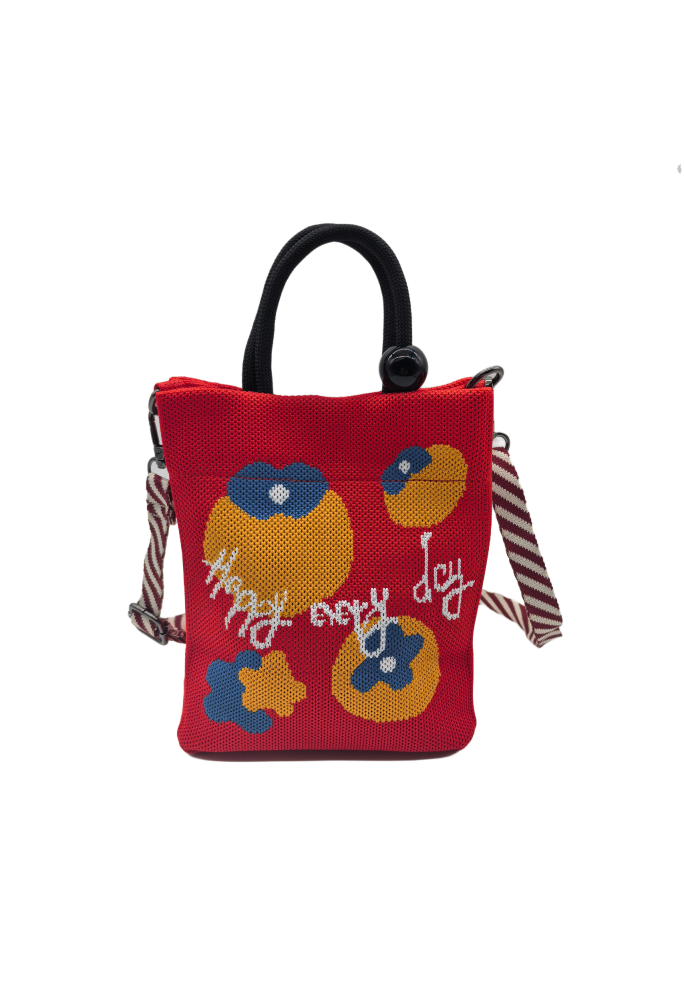 Diospyros Kaki Knit Crossbody Phone Bag For Women Casual Fashion Small Shoulder Purse